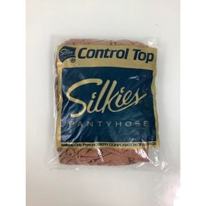 VTG Silkies Pantyhose Control top hose with leg support Beige large NEW